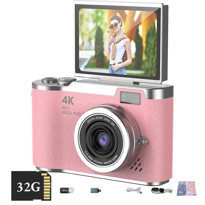 NNEOBA Digital Camera with Flip Screen Pink
